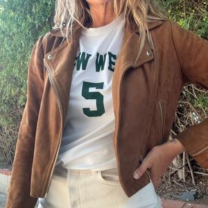 Topshop Brown suede Moto Jacket